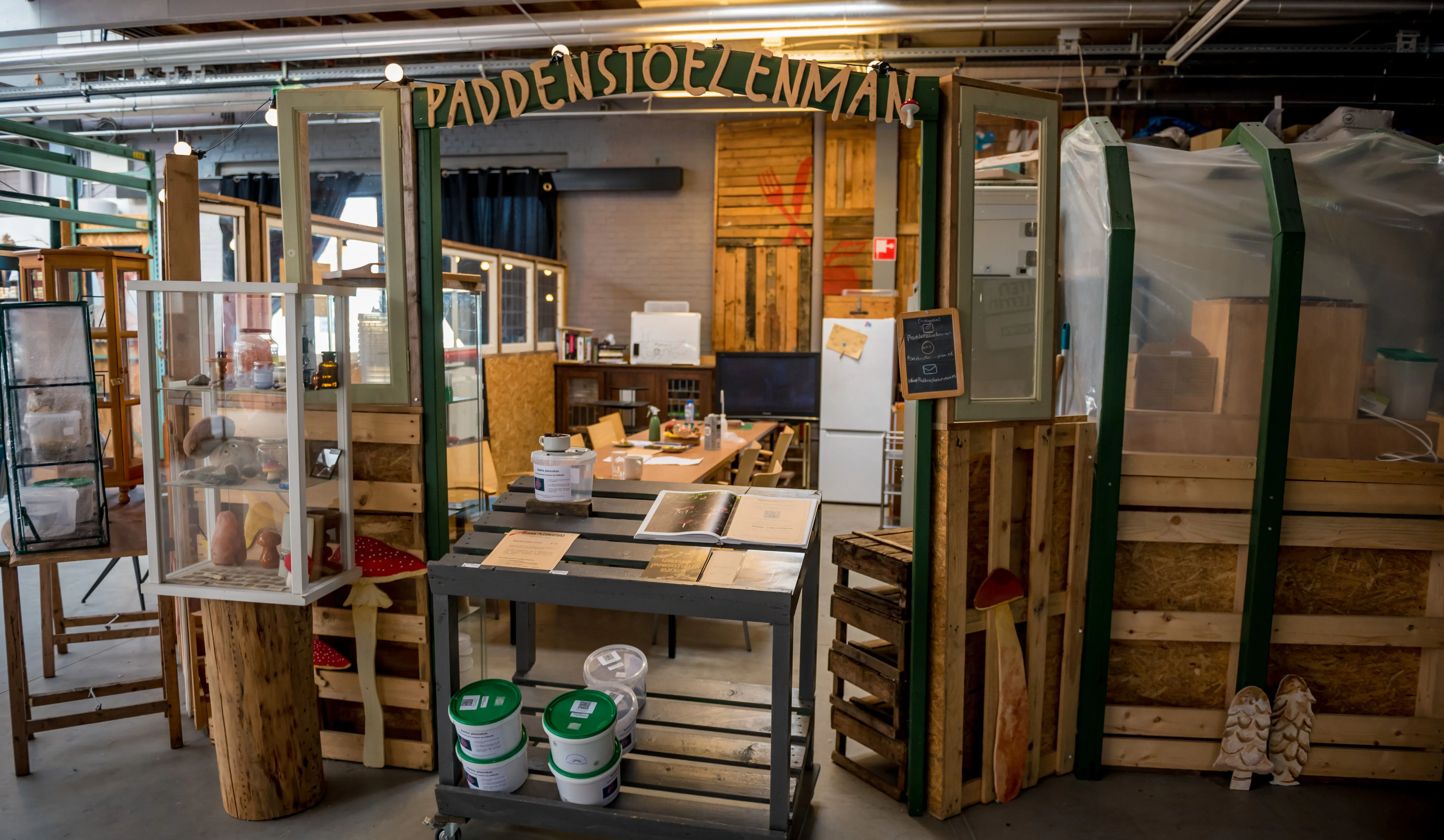 De werkplek van de paddenstoelenman