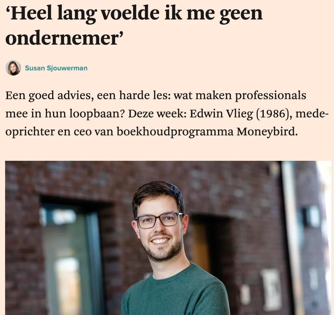 Moneybird-eigenaar Edwin Vlieg in het FD