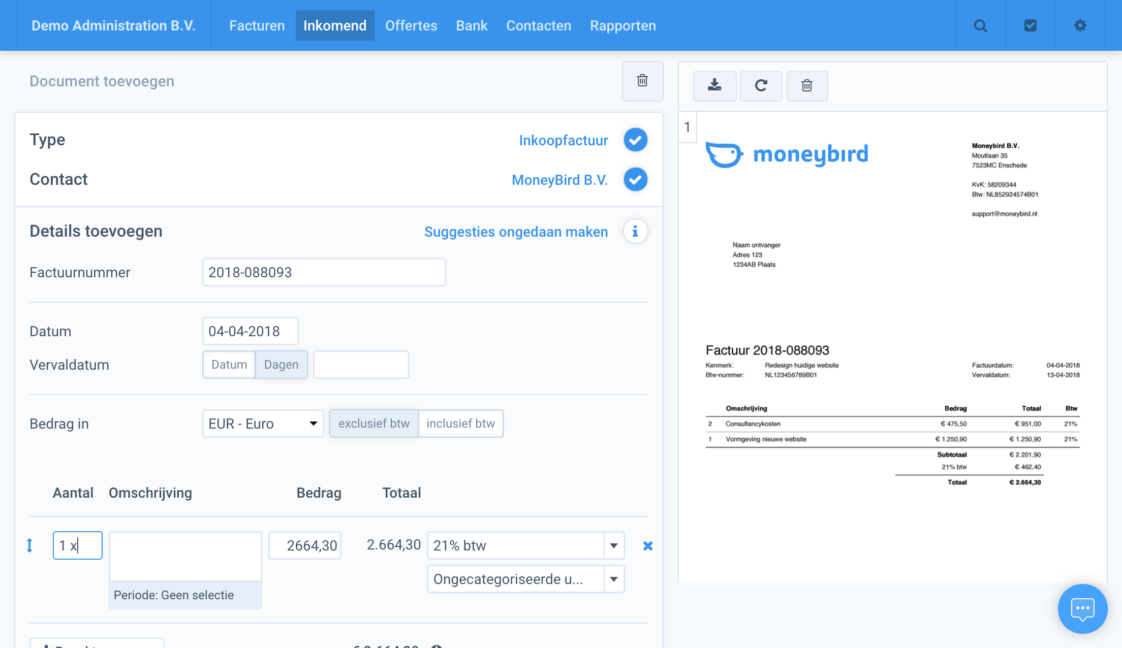 Herkennen van inkoopfacturen