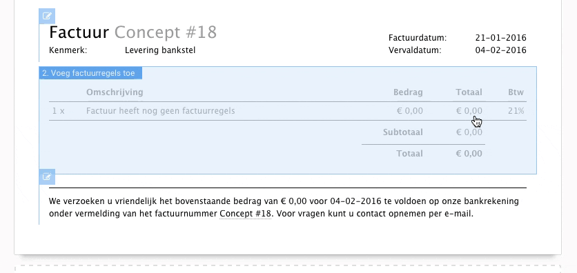automatisch aanvullen van producten op factuurregels