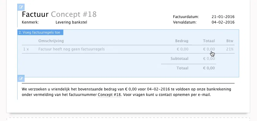 automatisch aanvullen van producten op factuurregels