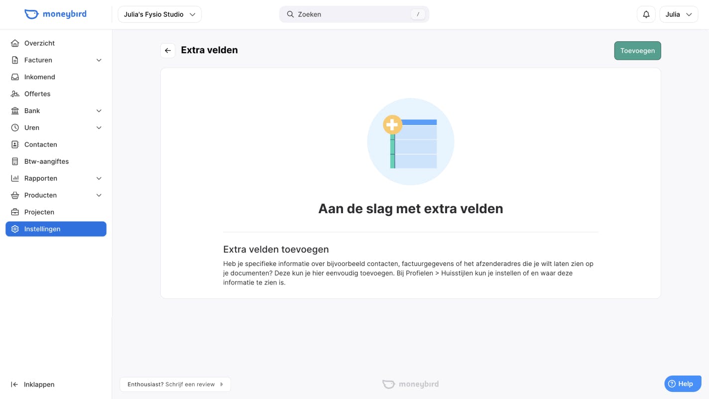 Extra informatie toevoegen op je facturen