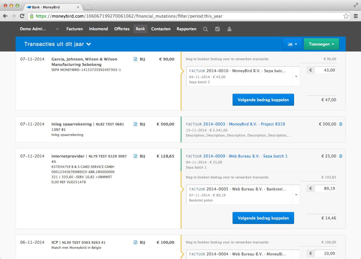 De code uit Moneybird