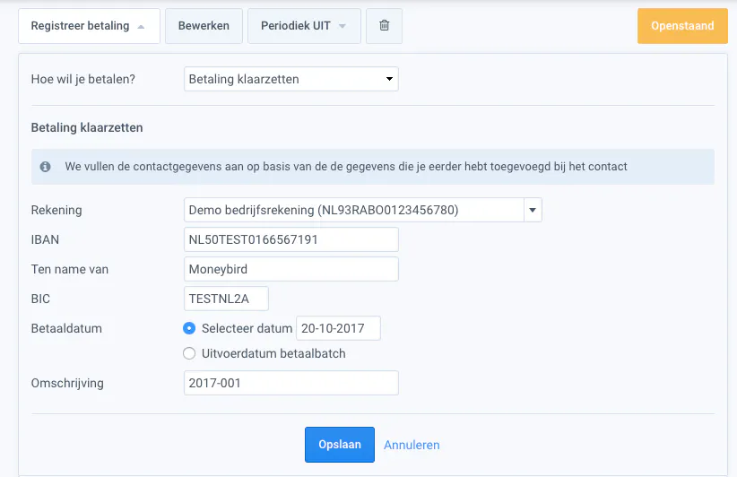Betaling klaarzetten