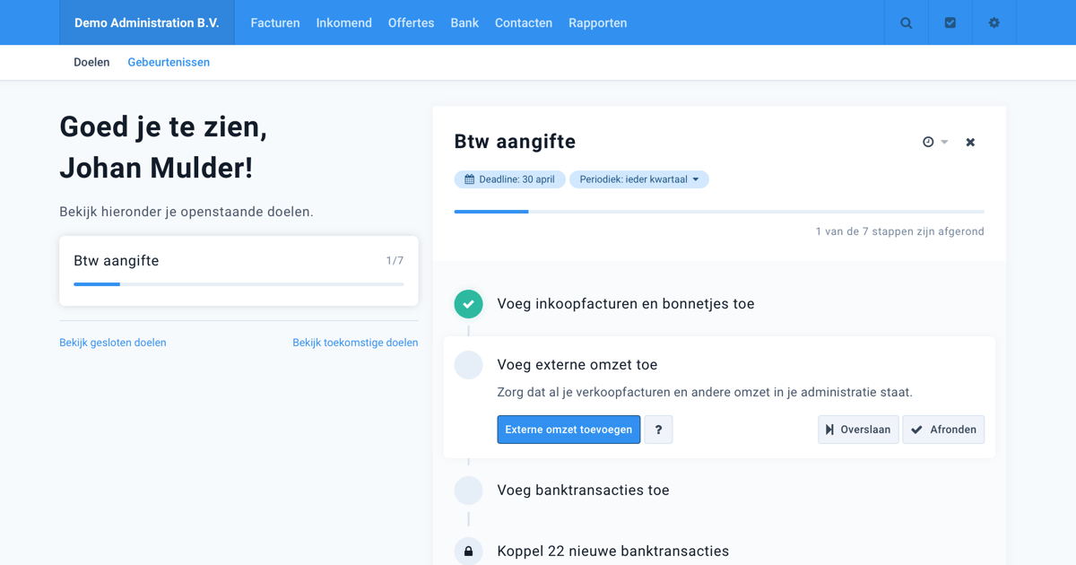 Overzicht van de boekhoudcoach