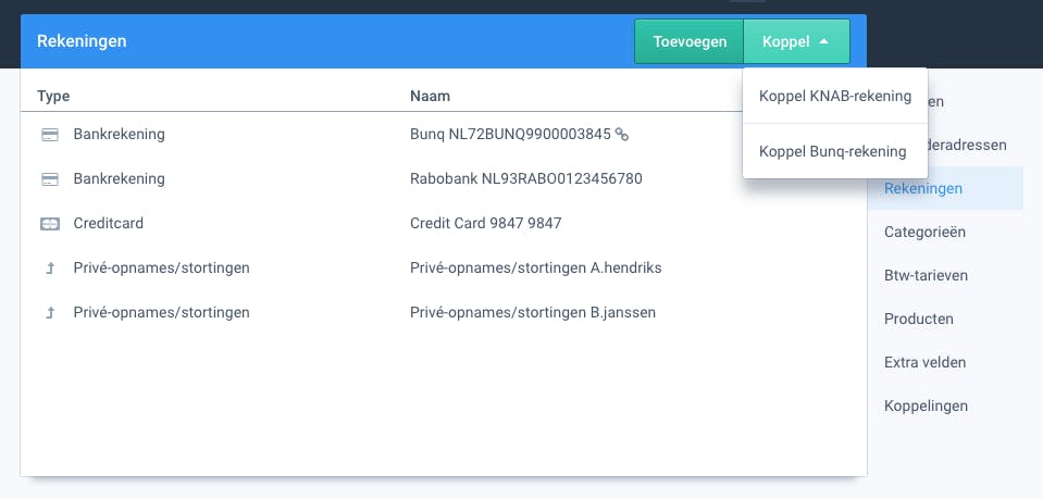 Koppelen van de rekening