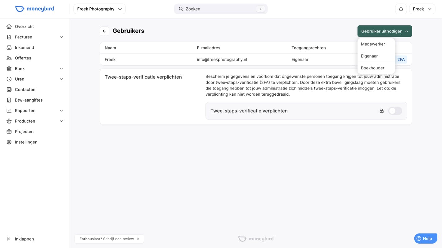 Boekhouder toegang geven