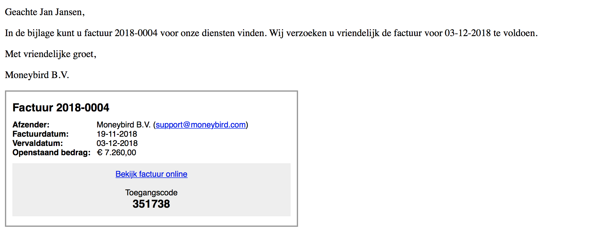 mail met factuur