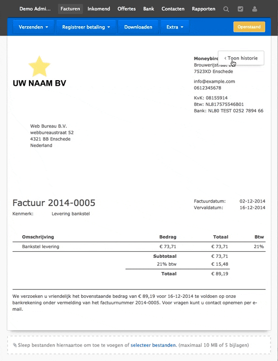 informatie in- en uitklappen
