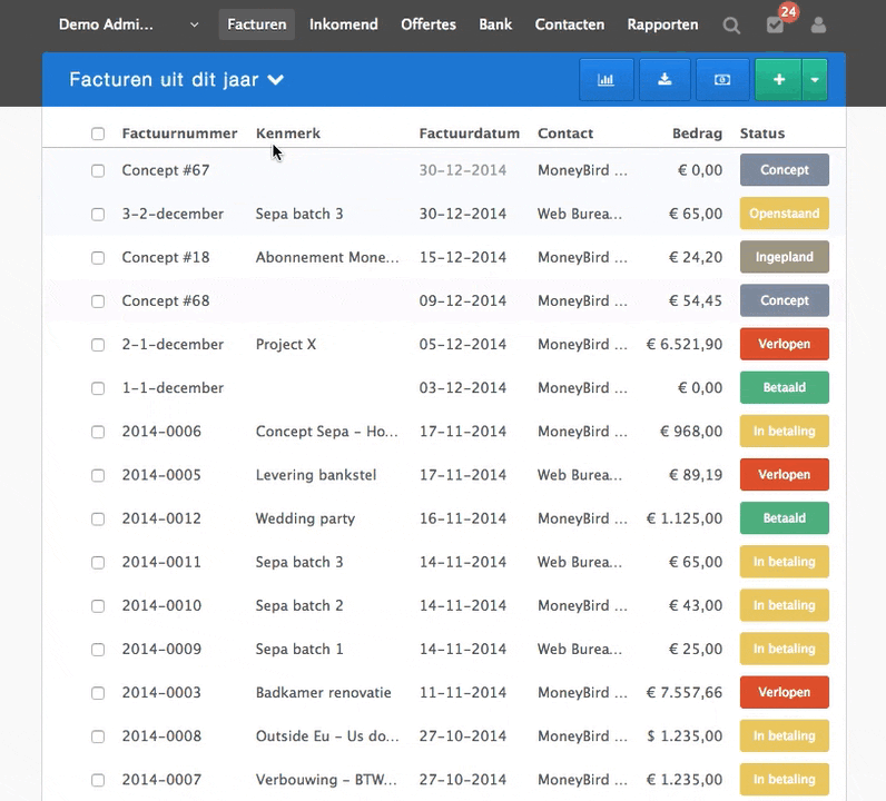 Vernieuwde periode selectie