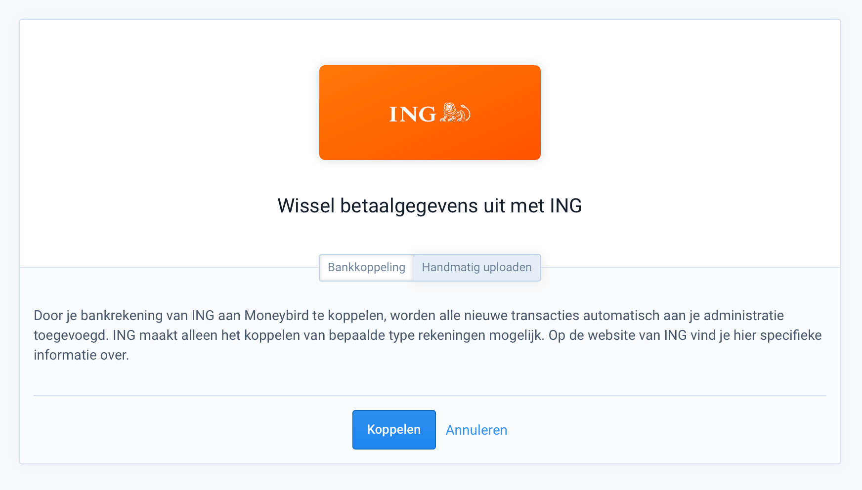 Koppel Moneybird met ING