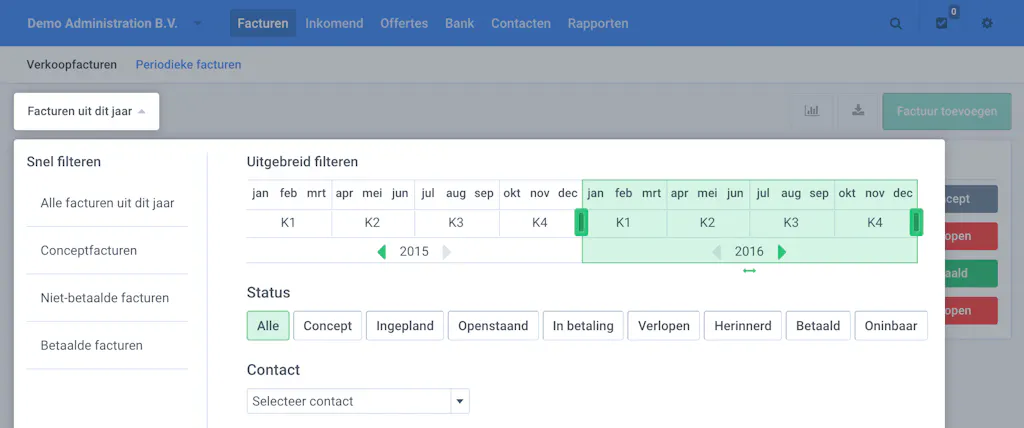 Periode selectie