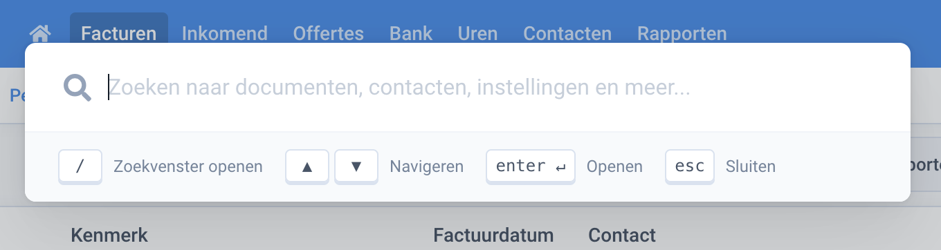 Zoekfunctie in Moneybird