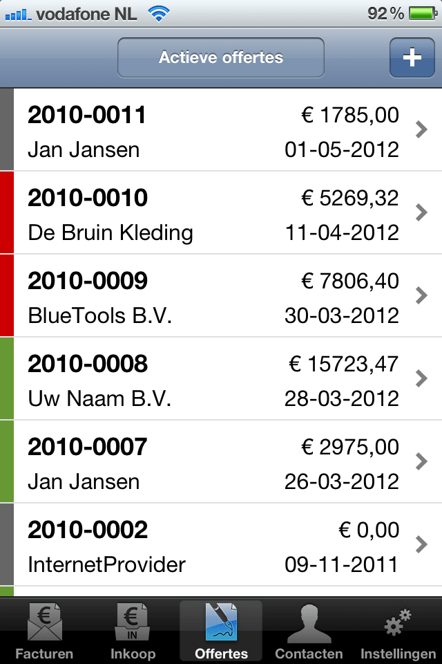 Offerte overzicht op mobiel