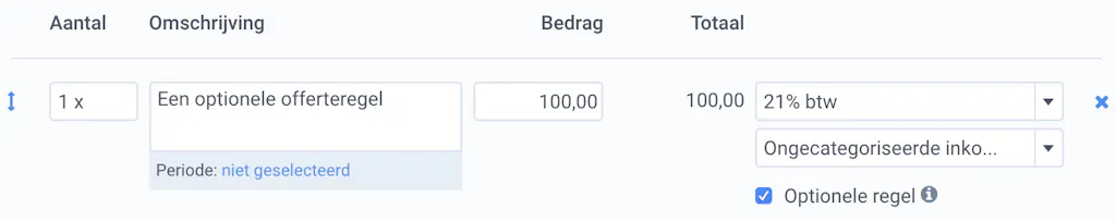 optionele regel toevoegen aan een offerte