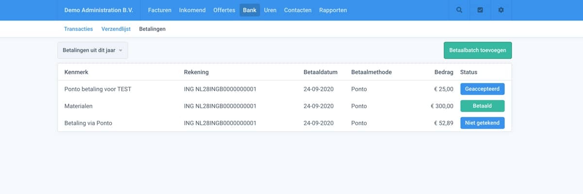 Overzicht bankrekeningen