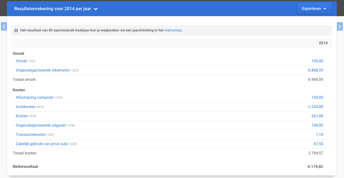 Categorieën in en uitklappen