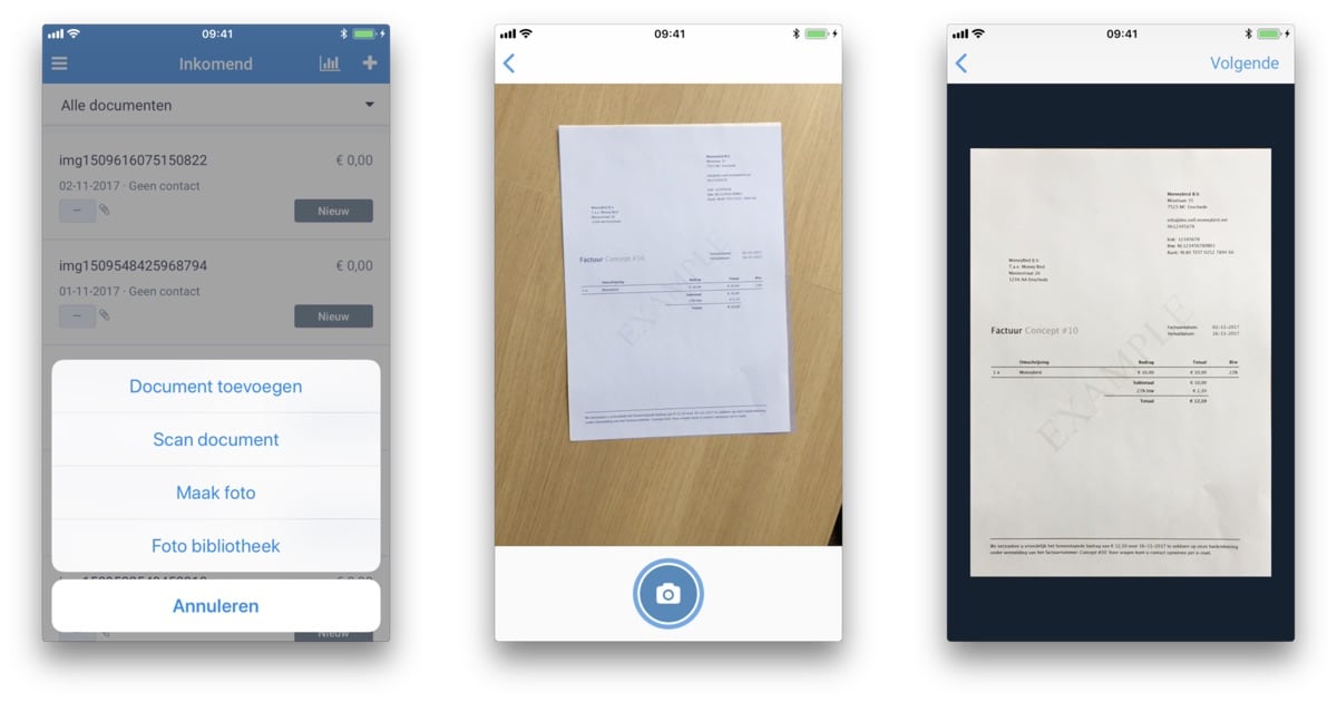 Bonnen scannen met de app