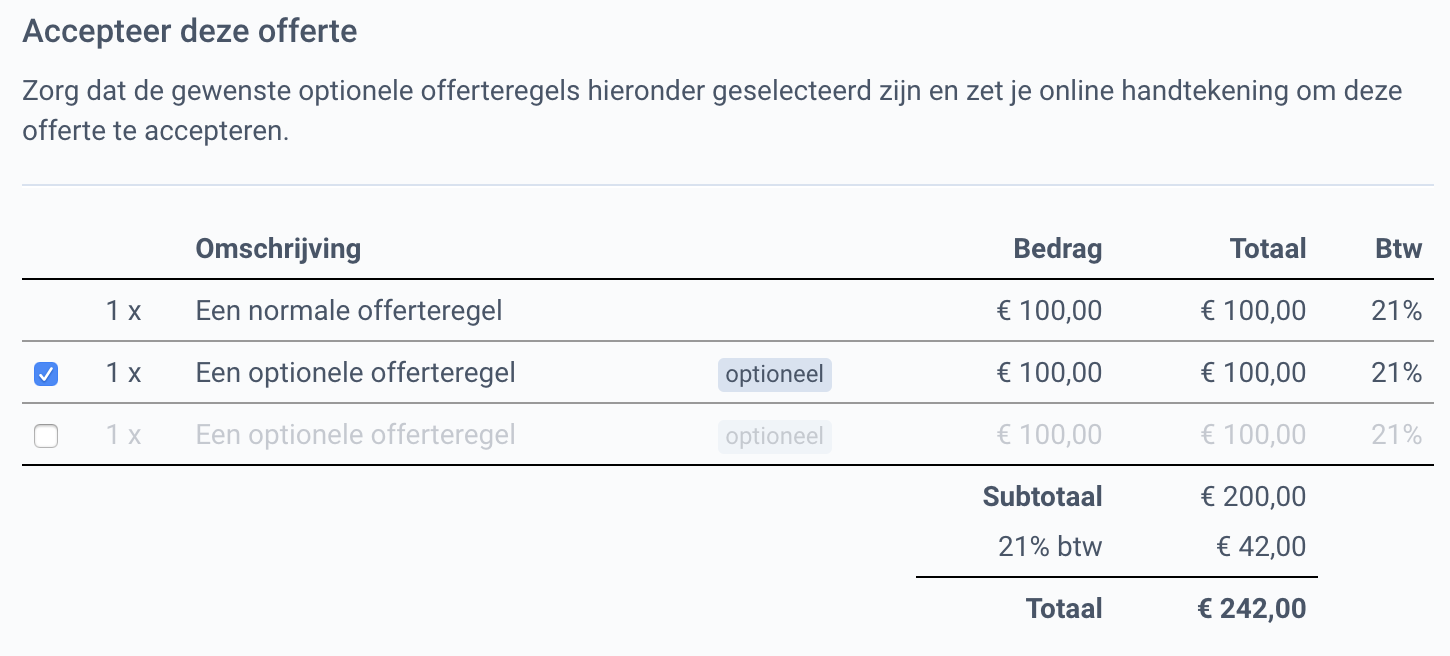 klanten kunnen regels aan en uitvinken