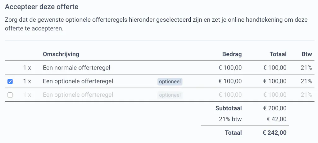 klanten kunnen regels aan en uitvinken