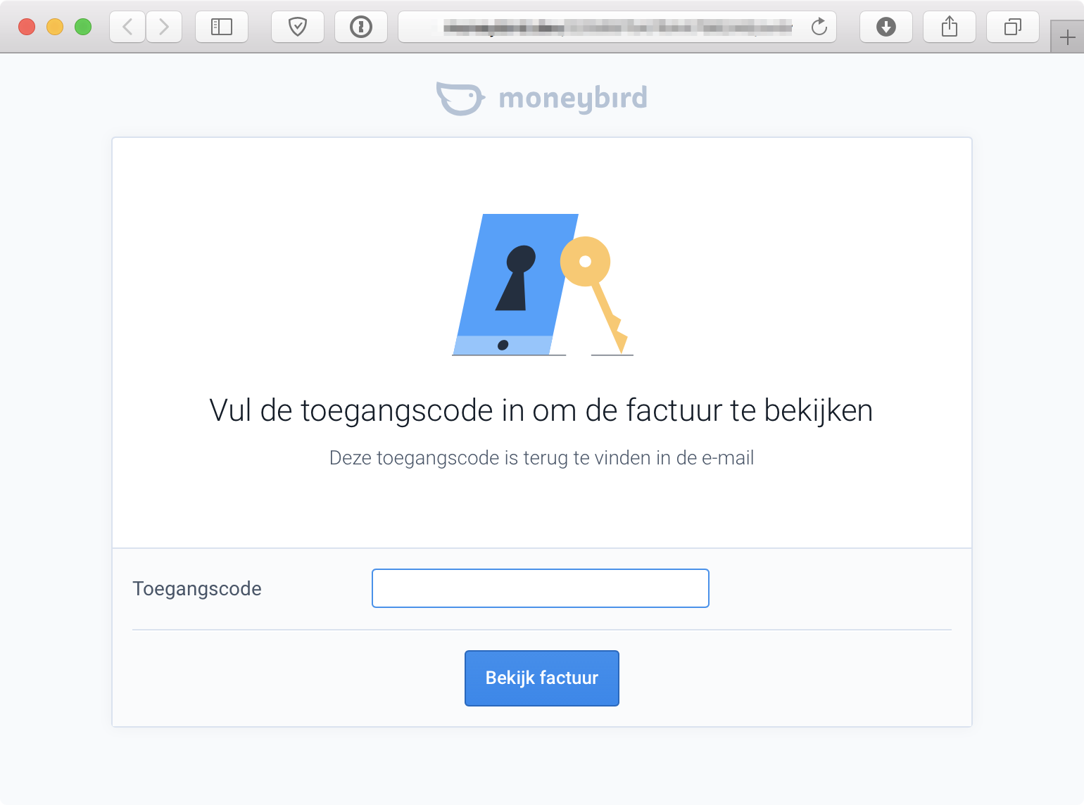 toegangscode voor het bekijken van een factuur