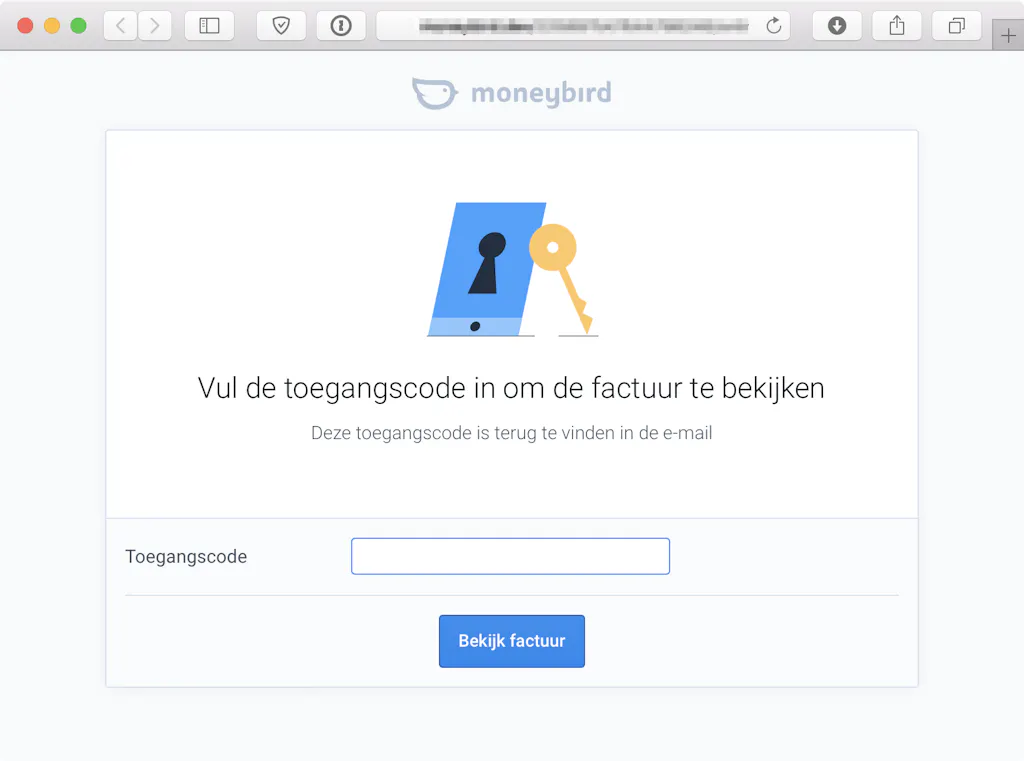 toegangscode voor het bekijken van een factuur
