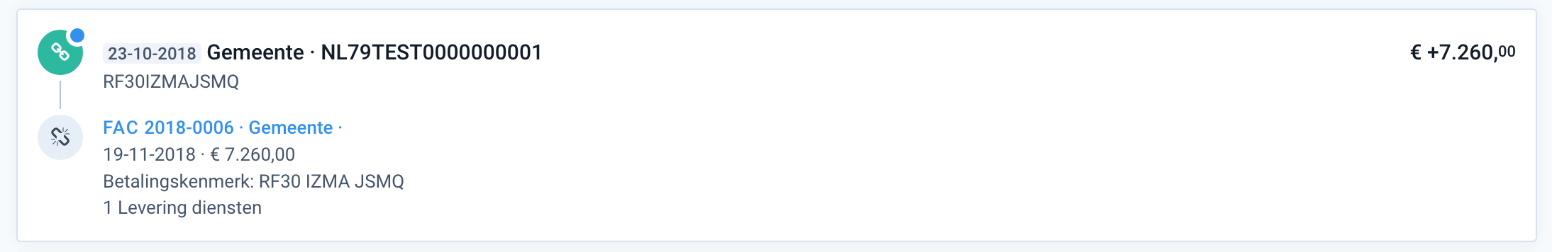 Gestructureerd betalingskenmerk in de transactie