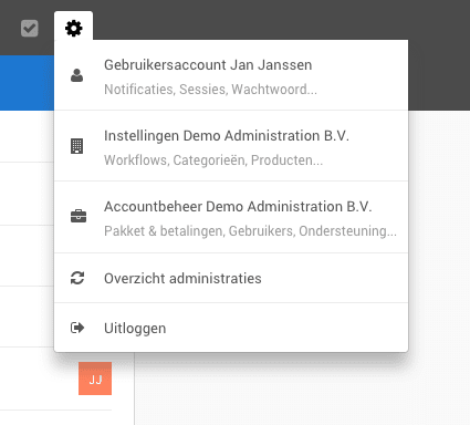 update instellingen menu