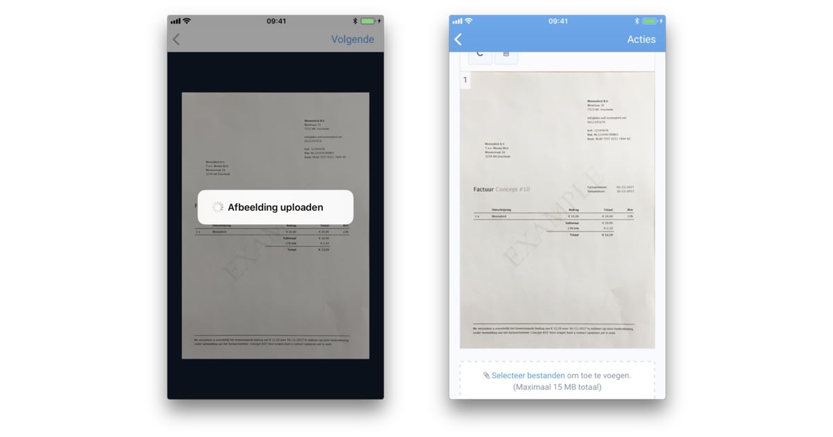 Uploaden naar de administratie