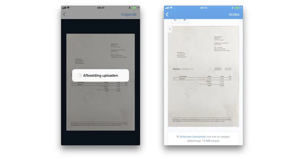Uploaden naar de administratie