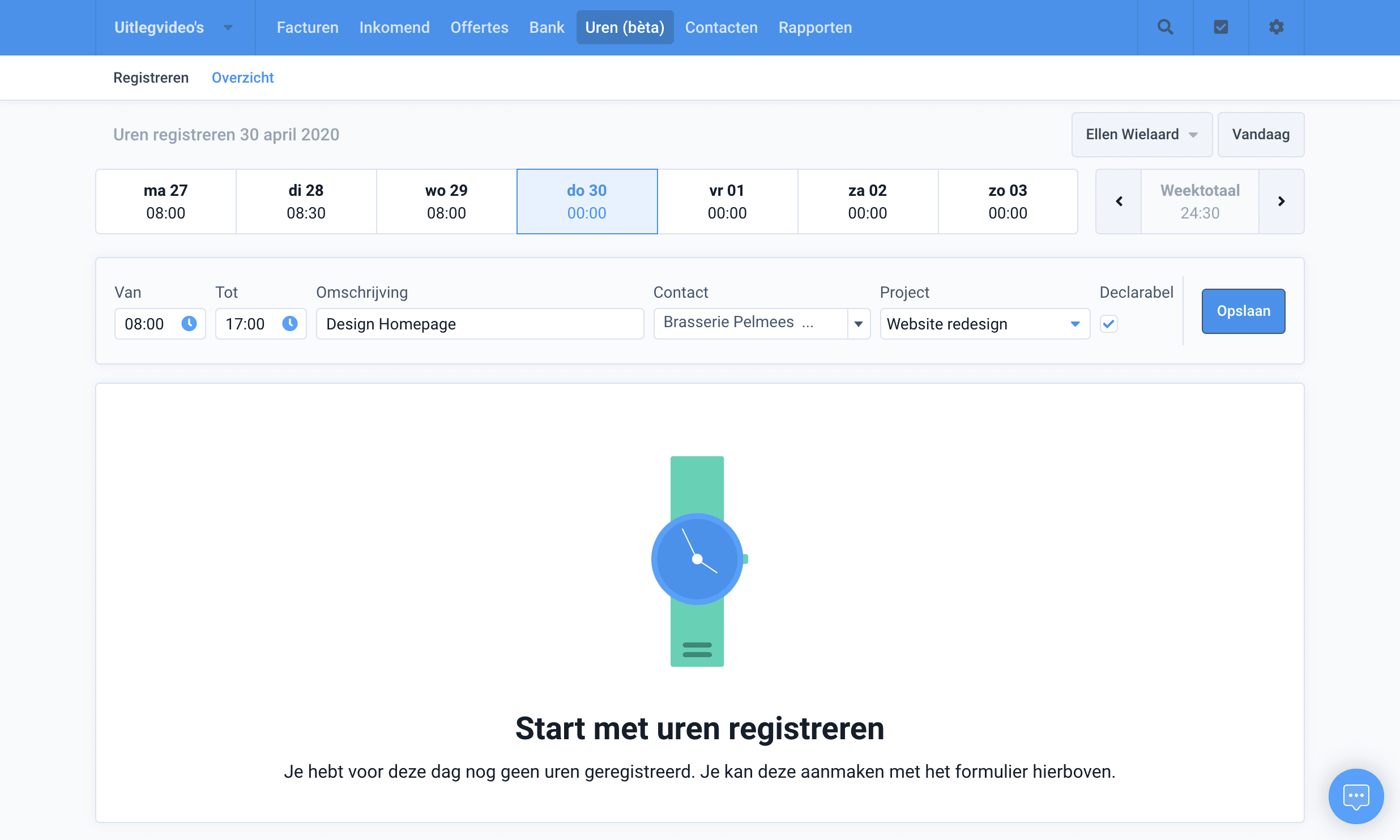 Urenregistratie in Moneybird