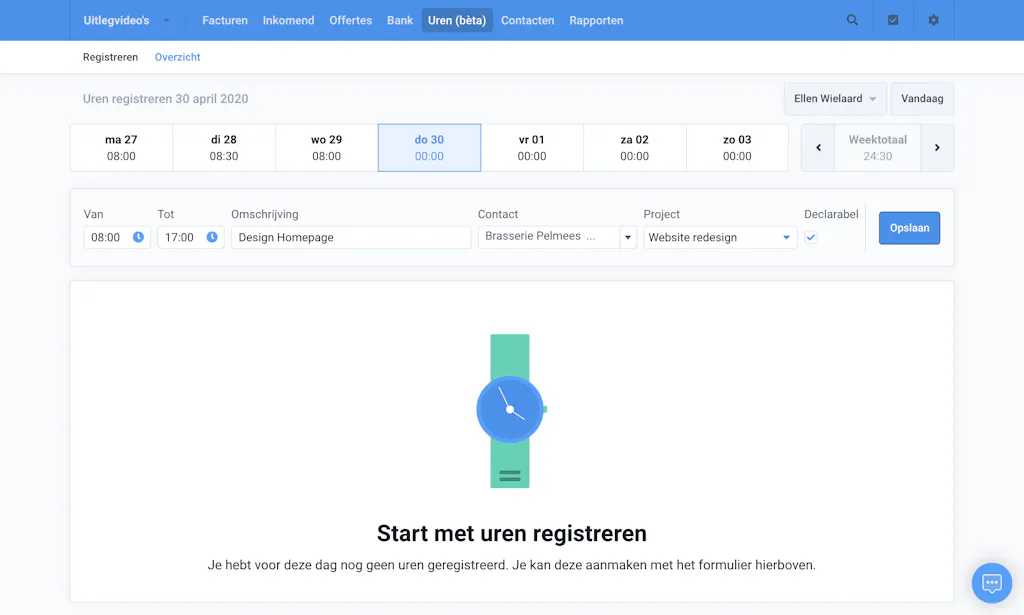 Urenregistratie in Moneybird