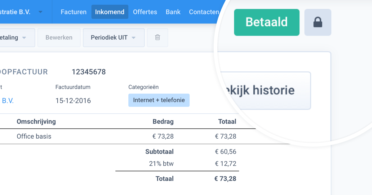 Slotje bij facturen in een vergrendelde periode