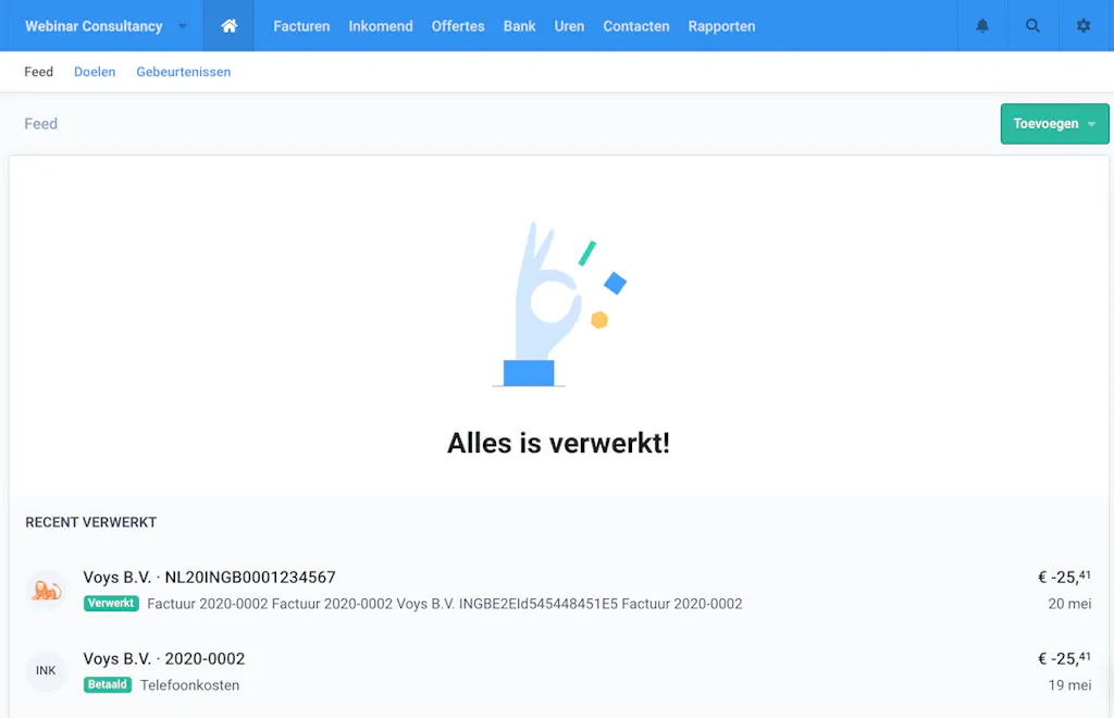 Alles is verwerkt