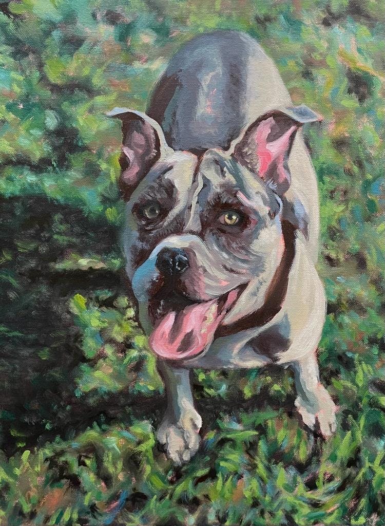 painting of a pit bull