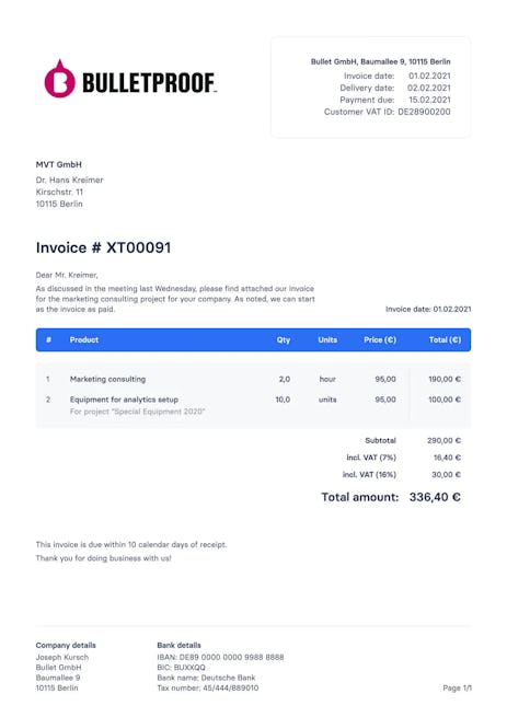 Your invoices