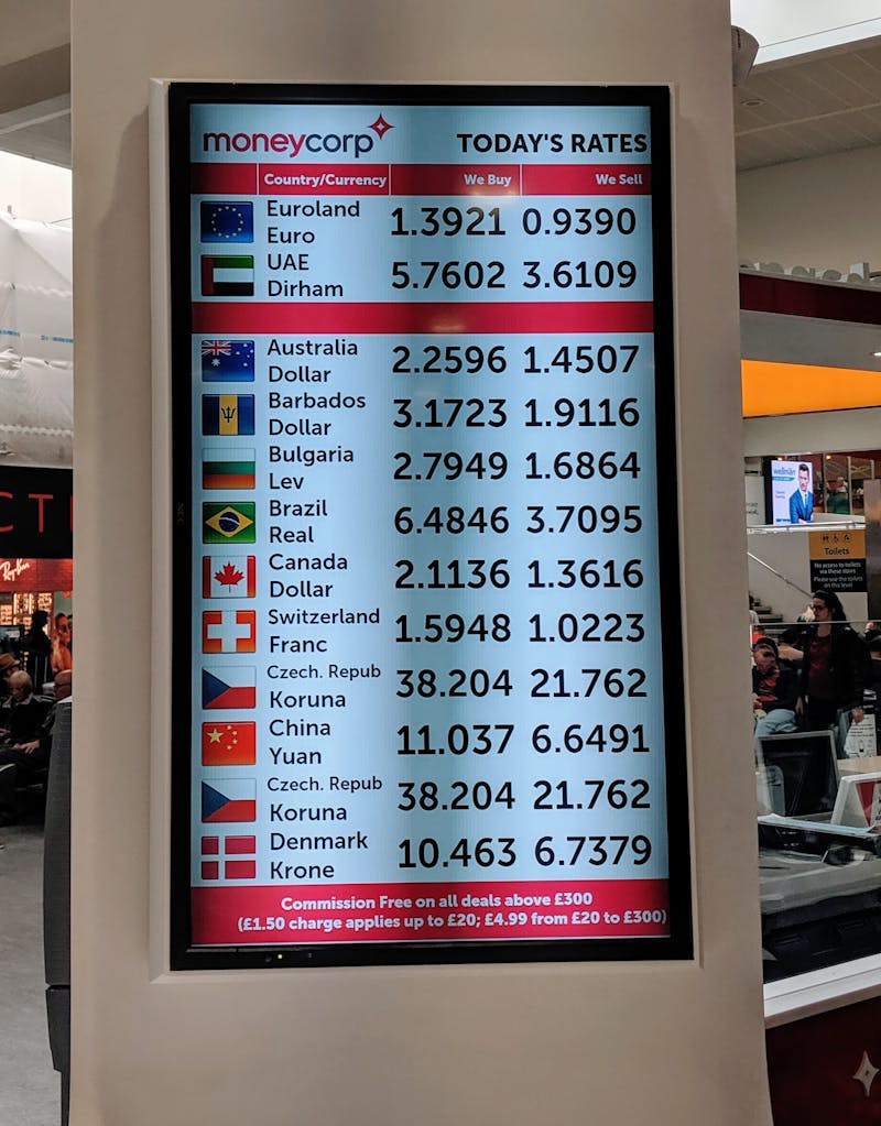 Moneycorp exchange rate at the Gatwick Airport