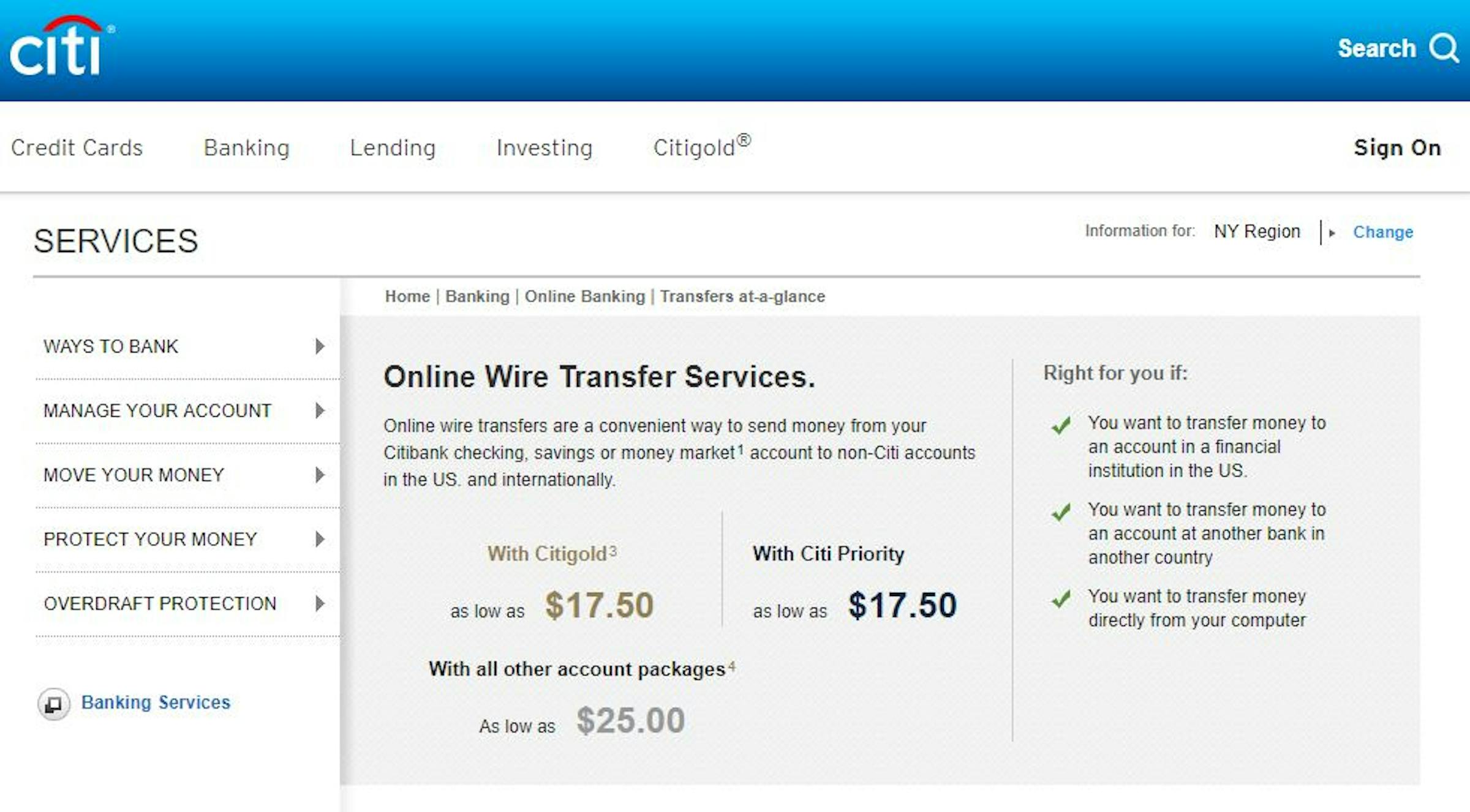 Citibank Foreign Currency Exchange, International Wire Transfer