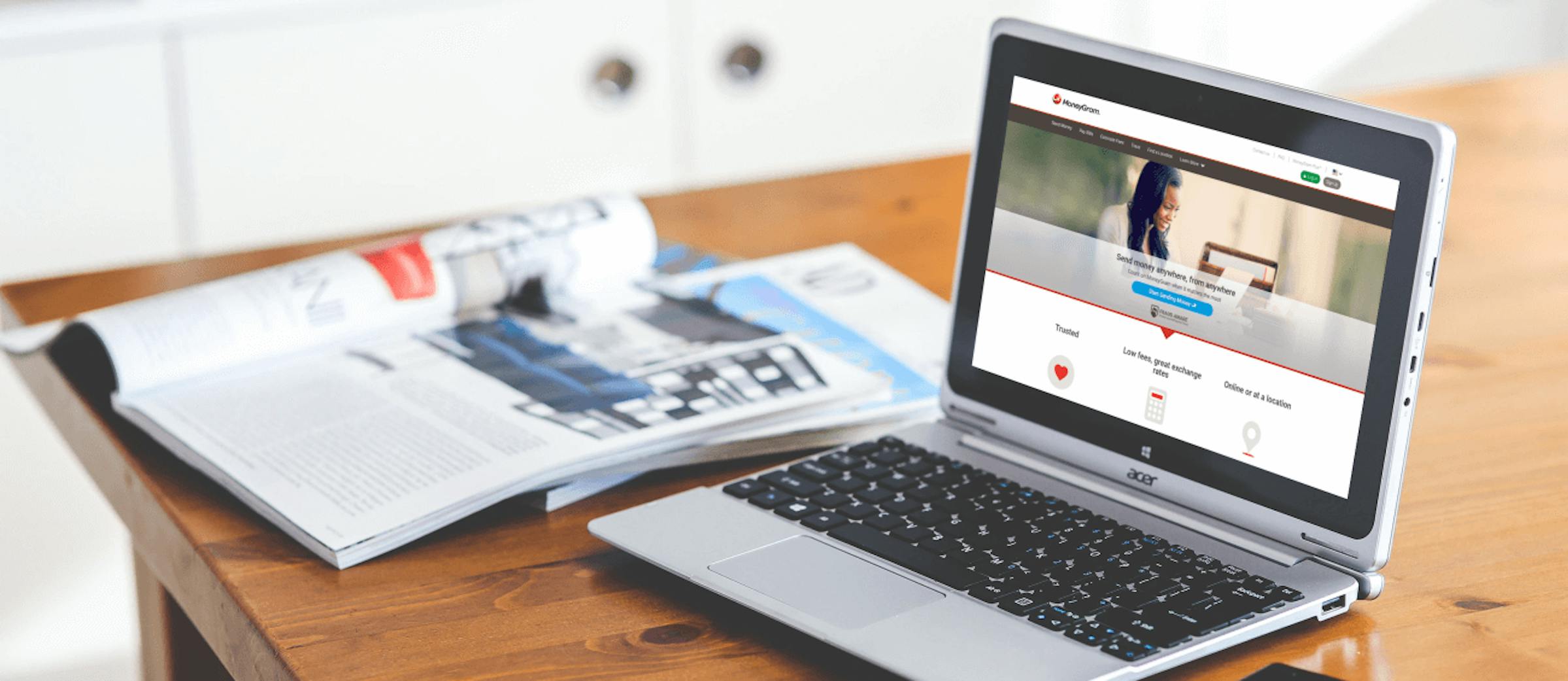 Capture d'image du site web Moneygram