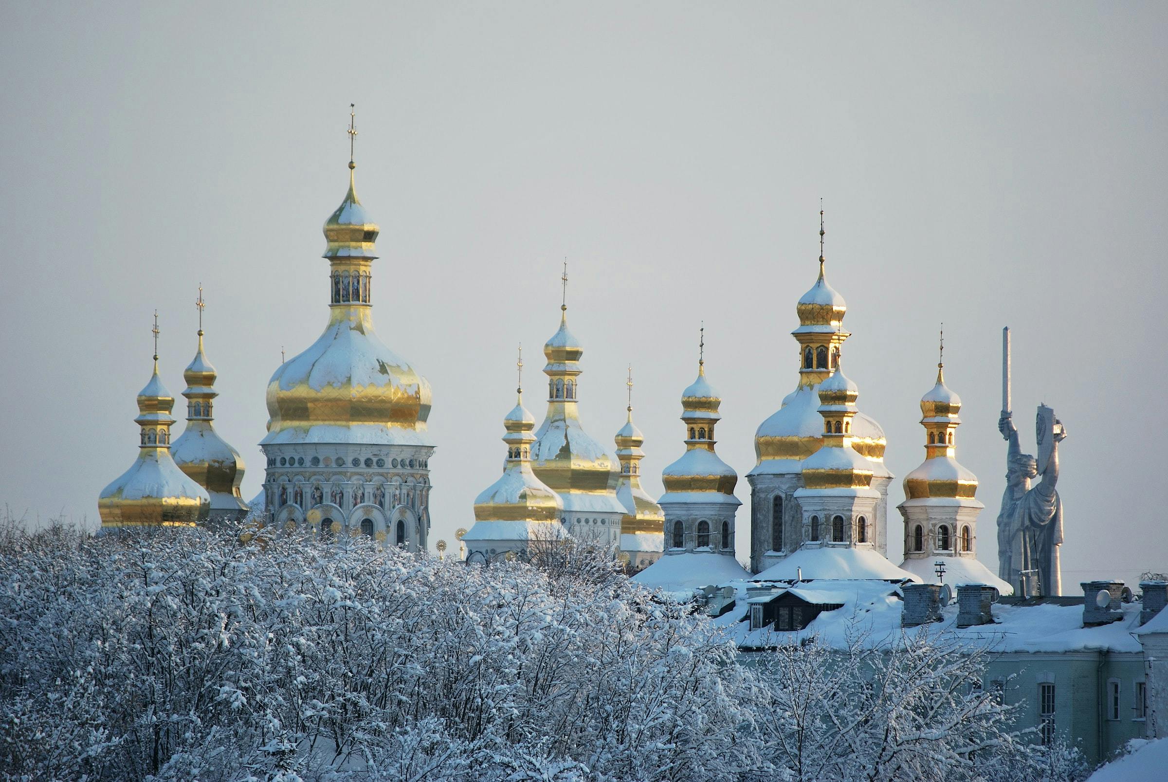 Domes of the Kyiv Pechersk Lavra in winter