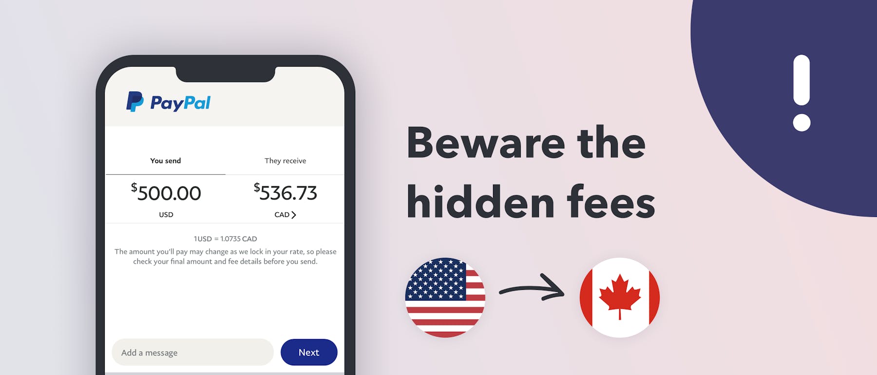 Beware of PayPal's fees to send money to Canada from the US