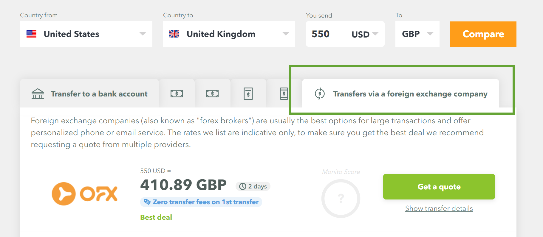 Find And Compare The Best Exchange Rates