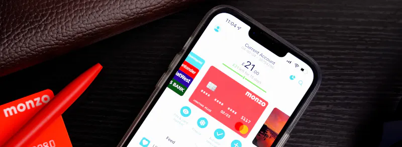 Monzo bank account mobile app virtual card