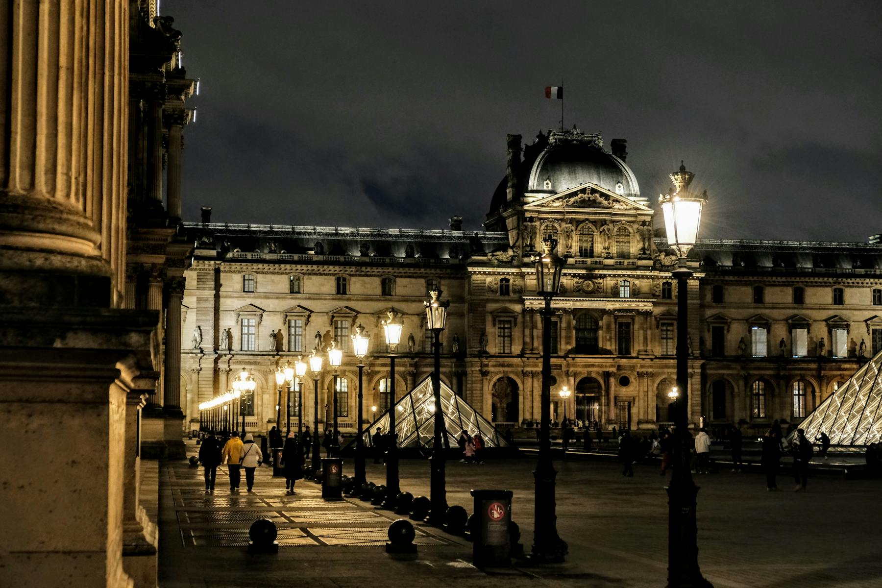 Louvre Museum Paris France at night