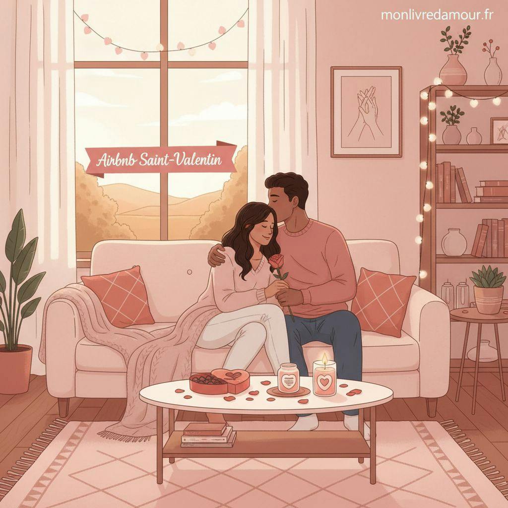 Belle illustration pour airbnb saint valentin