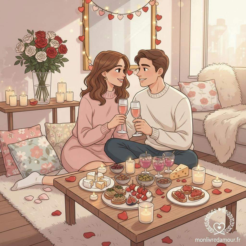 Belle illustration pour apero dinatoire saint valentin