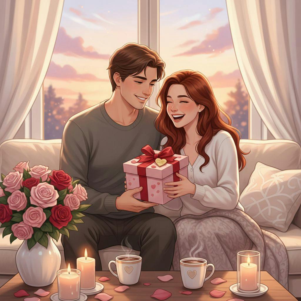 Belle illustration pour boite cadeau saint valentin