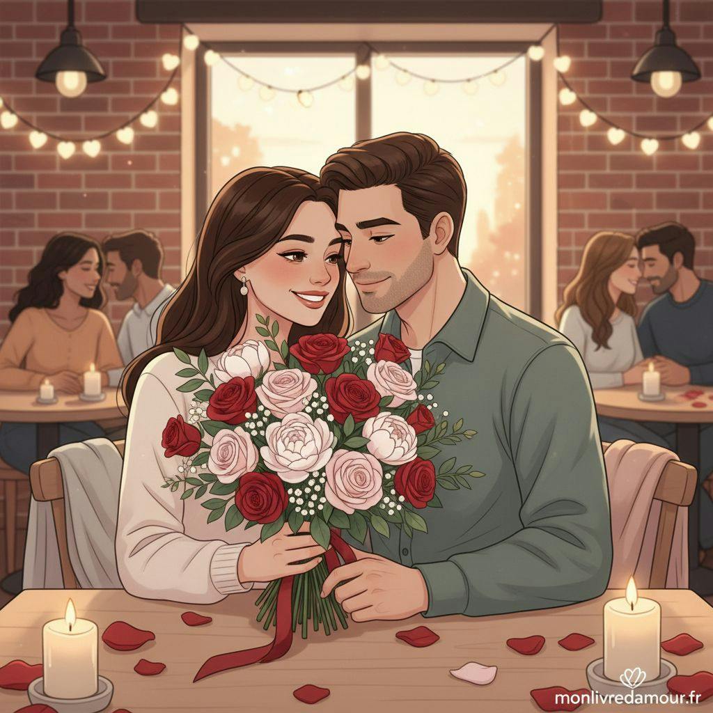 Belle illustration pour bouquet de fleur saint valentin