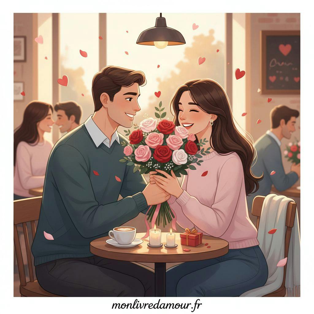 Belle illustration pour bouquet de fleurs saint valentin