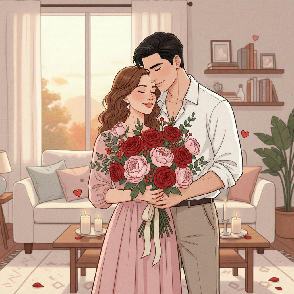 Belle illustration pour bouquet saint valentin